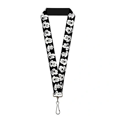 Image of Buckle Down Unisex Lanyard 1.0 Mickey Mouse Expressions C/U Black/White Key Chain, Multicolor, One Size UK