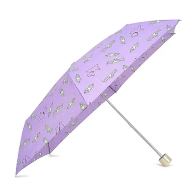 Image of RADLEY London Womens Ladies Girls Mini Telescope Superlite Responsible Umbrella Jumping for Joy in Lavender Lilac Purple
