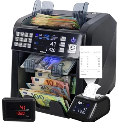 Image of Jubula MV 600 Banknote Counter Bundle with MPR 1 Sorter for Mixed Notes UV/MG/IR/DD / 2CIS etc. Exact EUR USD GBP SEK CHF Money Counting Machine