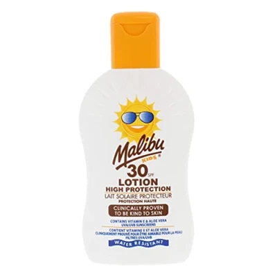 Image of Malibu Sun Kids SPF 30 Lotion, High Protection Cream, Water Resistant, Vitamin E and Aloe Vera Enriched, 200ml