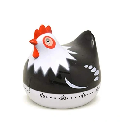 Image of Kitchen Timer Chicken Shaped Mechanical Reminder Cooking Alarm Clock,Calculagraph 60 Minutes,2.5inch (Black)