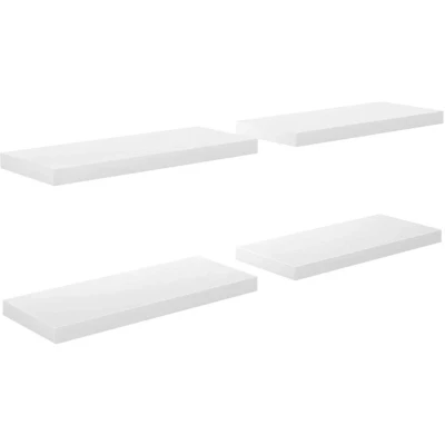 Image of vidaXL Floating Wall Shelves 4 pcs High Gloss White 60x23.5x3.8 cm MDF
