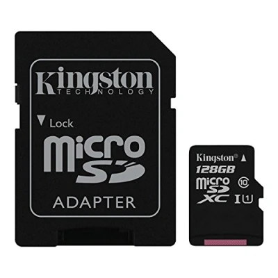 Image of Kingston Technology SDC10G2/128GB 128 GB UHS Class 1/Class10 Flash Memory Card (microSDXC to SD Adapter Included), Black