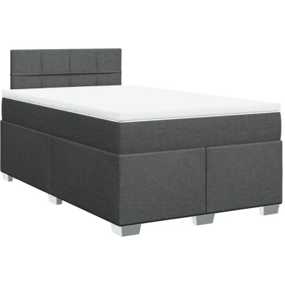 Image of vidaXL Box Spring Bed with Mattress Dark Grey 120x200 cm Fabric