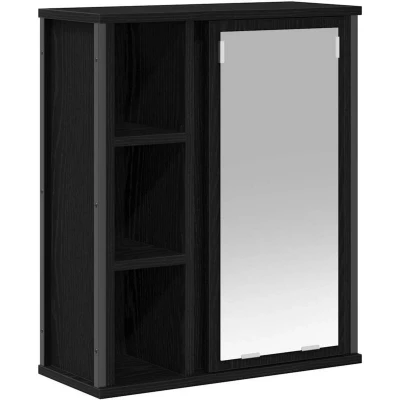 Image of vidaXL Bathroom Wall Cabinet with Mirror Black Oak 50x21x60 cm
