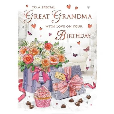 Image of Regal Publishing Birthday Card Great Grandma, Flowers 9 x 6 inches