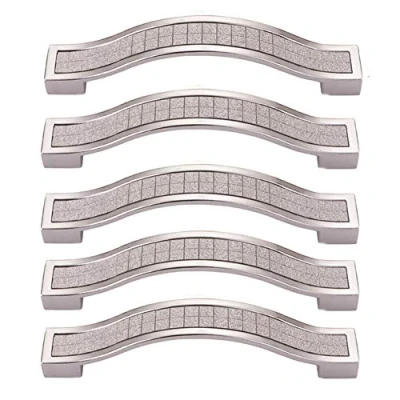 Image of BOZONLI 5pcs Rhinestone Crystal Wardrobe Handles Europe Style Zinc Alloy Furniture Door Pull Handle for Kitchen Cabinet Cupboard Dresser Knobs (160mm, White)