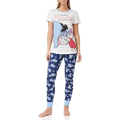 Image of Disney Eeyore Ladies Womens Pyjamas Pjs, Sizes UK 8 to 22, Official Gifts for Women (8 10) White