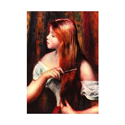 Image of Wee Blue Coo Painting Renoir Combing Girl Old Master Wall Art Print