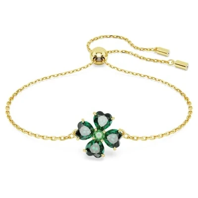 Image of Swarovski Idyllia Bracelet, Green Crystals in a Clover Design with Gold Tone Plating, from the Collection