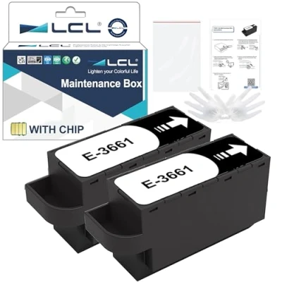 Image of LCL T3661 C13T366100 Ink Maintenance Box Replacement for Epson XP 8500 8505 15000 XP15000 XP8500 XP8505 XP6000 XP6001 XP6005 Printer (2 Pack)