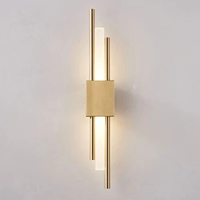 Image of RXPVUXE Gold Long Wall Sconce Modern Linear Light Fixture Golden Bedside LED Lamp, Creative Tube Lighting Hardwired 3000K Minimalist Bedroom Living Room Hallway Decor Sconces