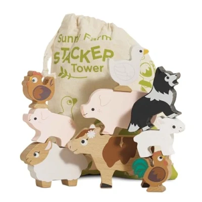 Image of Le Toy Van PL141 Animal Wooden Stacking Toy, Multicoloured, One Size