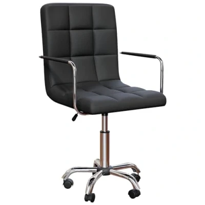 Image of Vida Designs Calbo Office Chair Adjustable Height Leather Desk with Arms and Wheels for Home Work Study (Black)