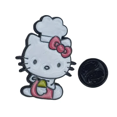 Image of Fat catz copy Cute Cartoon Kitty White Chef Stylish Metal Enamel Lapel Badge Pin