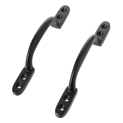 Image of Merriway® BH00060 Hotbed D Steel Handle, 150 mm (6 inch) Black Japanned Pack of 2 Pieces