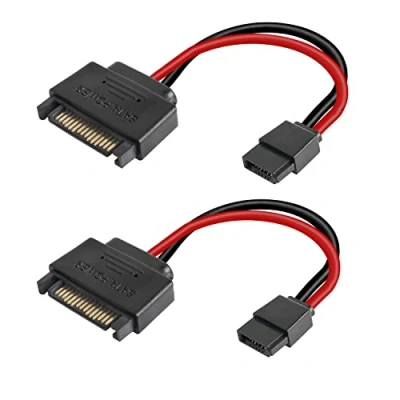 Image of MEIRIYFA SATA 15 Pin Male to 6 Female Slimline Power Adapter Cable (2 Pack)