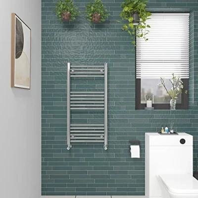 Image of NRG Straight Chrome Bathroom Heated Towel Rail Radiator Central Heating Ladder Rad Warmer 1000x500mm