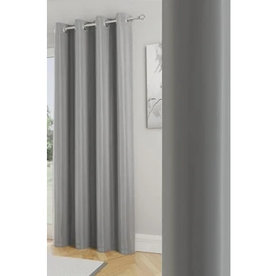 Image of Enhanced Living Nightfall Plain Supersoft Grey Thermal Blockout Single Eyelet Door Curtain 66 x 84 inch (168 214cm) Energy Saving &amp; Noise Reducing for Room Bedroom
