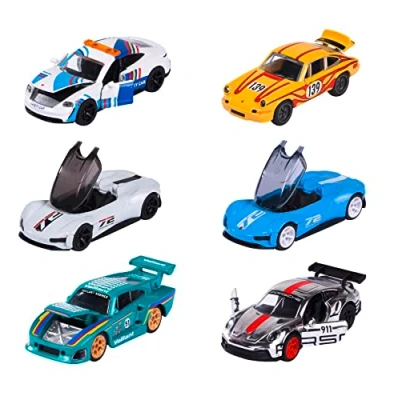 Image of Majorette Porsche Deluxe Car (1 Piece) Model (7.5 cm) from the Edition (6 Variations, Random Selection) with Collection Box, Toy for Children 3 Years