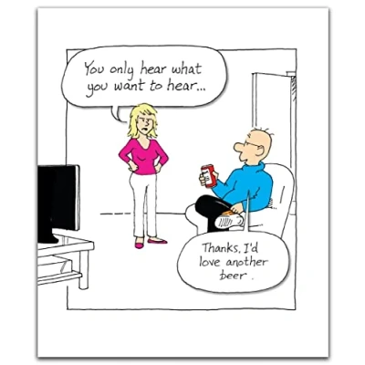 Image of Birthday Card for Him, Male Card, Val with Hands on Hips, Norbert Sitting in his Chair, Humorous him.