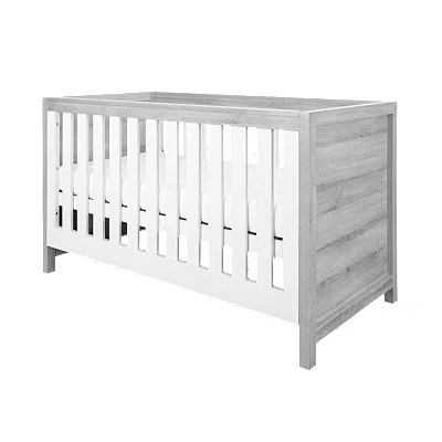 Image of Tutti Bambini Modena Baby Cot Bed 3 in 1 Wooden Crib, Toddler &amp; Day Bed, with Teething Rails Adjustable Base, From Birth to 6 Years, Oak (140 cm x 70 cm)