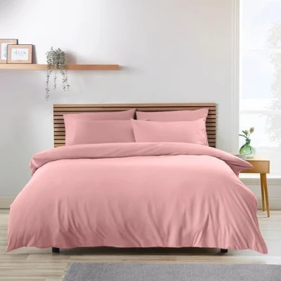 Image of Catherine Lansfield So Soft Non Iron King Duvet Cover Set with Pillowcases Coral