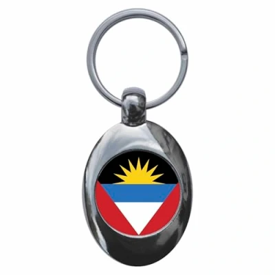 Image of Ozorath Antigua National Flag Keyring Keychain Key Ring Chain With Trolley Coin