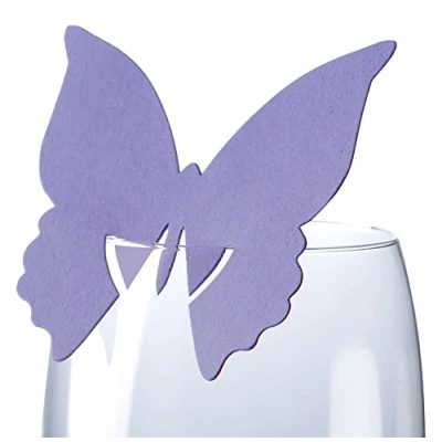 Image of Neviti Butterfly Place Card on Glass, Paper, Lilac, 7.7 x 7.8 0.1 cm
