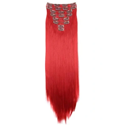 Image of CAISHA XXL 24&quot; 8 Pieces Set Clip In Extensions Hair Extension Hairpiece Straight Intense Red CES9
