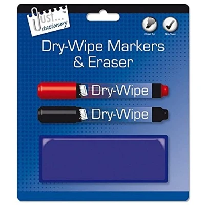 Image of Just stationery Whiteboard Marker and Eraser (Pack of 2) Assorted, 6342