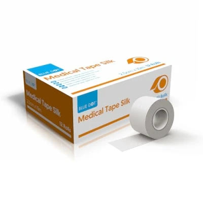 Image of Blue Dot Surgical Silk Tape 12 Roll, 10 Meter Length x 2.5 cm Width