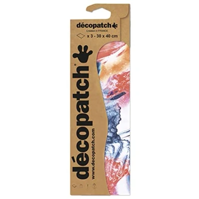 Image of Décopatch Ref C793C Marble Watercolour Ink Effect Paper Pack Each Sheet 30 x 40cm, of 3 Sheets Best Used With Décopach Glue &amp; Varnish, Multicoloured