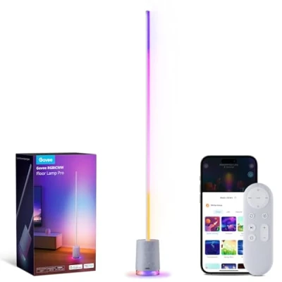 Image of Govee Led Floor Lamp Pro, RGBICWW Standing Lamp, Bluetooth Speaker, White Noise Sound Machine, 2100 lumens, Dimmable Corner with Music Sync, 81+ Scenes for Bedroom, Living Room, Gray