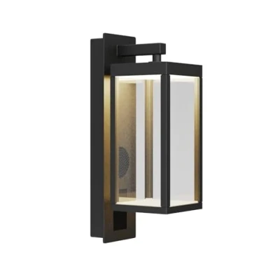 Image of Lucande Lighting Black Outside Lights Mains Powered with Bluetooth Speaker, Contemporary Waterproof Outdoor Wall for Garden Porch Patio Door Terrace Garden, Aluminium Downlight