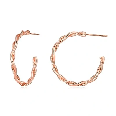 Image of Philip Jones Rose Gold Plated 30mm Twisted Diamond Cut Hoop Earrings