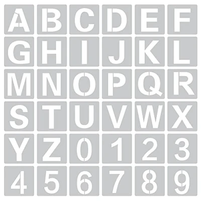 Image of 36 Pcs Reusable Letter Stencils Alphanumeric Painting Stencil Upper Font Templates Alphabet and Number Stencils, for DIY Scrapbooking Painting, on Wood, Home Craft Decor(3Inch)