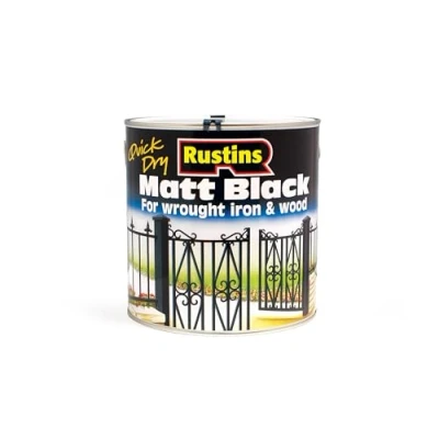 Image of RUSTINS Quick Drying Matt Black Paint 2.5L Easy DIY Application for a Professional Finish in Minutes, Ideal Interior &amp; Exterior Surfaces