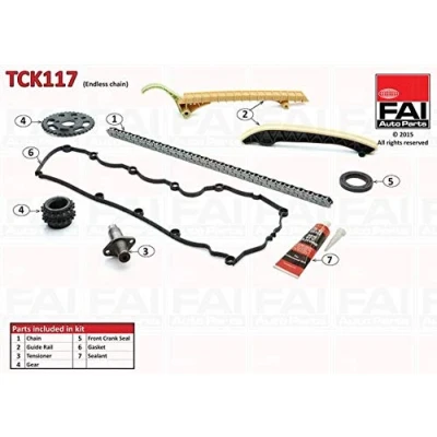 Image of 1669970194, A1669970194, A1669970994 Timing Chain Kit FAI AutoParts TCK117 with gears, gaskets/seals Simplex, Bolt