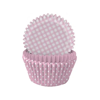 Image of Anniversary House Pastel Pink Gingham and Polka Mix Cupcake Cases Pack of 75
