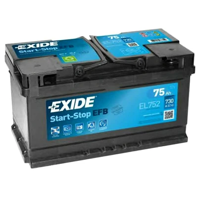 Image of 1744945, 1754041, 2099515, 2490405, BV6N10655BB Starter Battery EXIDE Start Stop EL752 12V 75Ah 730A B13 EFB FORD: FOCUS 3, Mondeo 5