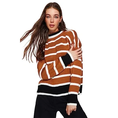 Image of Trendyol FeMan Regular fit Basic Standing collar Knitwear Sweater,Cinnamon,S