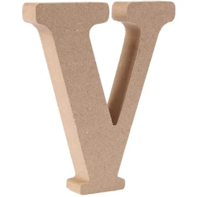 Image of Wooden MDF Letter V Size 8cm Tall Free Standing Letters for Arts &amp; Crafts Personalized Name Decor