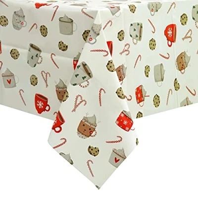 Image of Mr Crimbo Wipe Clean PVC Vinyl Christmas Tablecloth Dining Xmas Cover 140x240cm Candy Canes