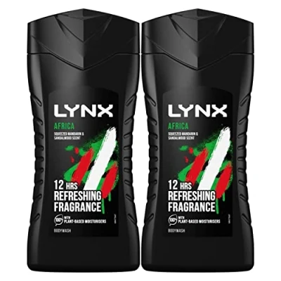 Image of 2x Lynx 12hr Refreshing Africa Squeezed Mandarin &amp; Sandalwood Bodywash, 225ml