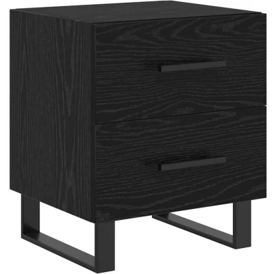 Image of vidaXL Bedside Cabinet Black oak 40 x 35 47.5 cm Engineered wood