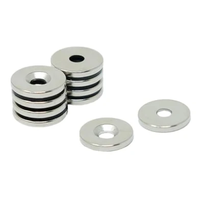 Image of N42 Neodymium Countersunk Magnet for Arts, Crafts, Model Making, DIY, Hobbies, Office, and Home 15mm dia x 2mm thick 4.2mm c/sink 1.7kg Pull South Pack of 10
