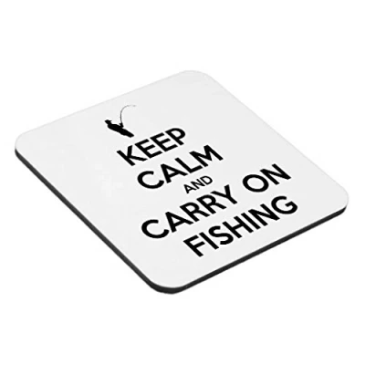 Image of Keep Calm and Carry On Fishing 9cm Square Wooden Coaster