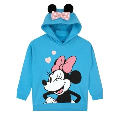 Image of Disney Girls Minnie Mouse Hoodie with 3D Ears Blue 2 3 Years