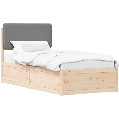 Image of vidaXL Bed Frame with Upholstered Headboard Light Grey 75 x 190 cm